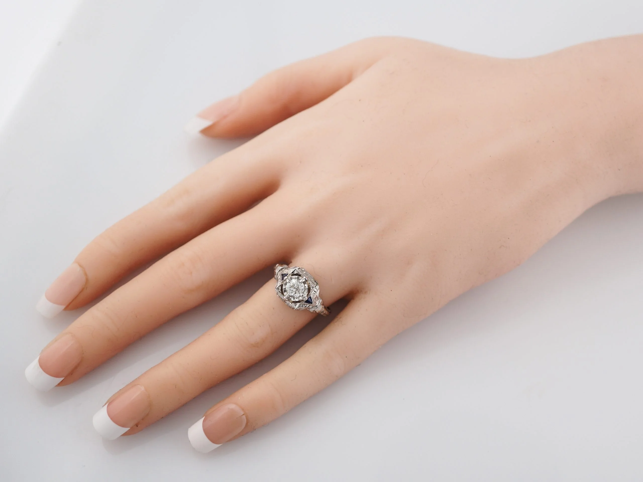 Antique Engagement Ring Art Deco .30 Old European Cut Diamond in 18k White Gold - Image 8