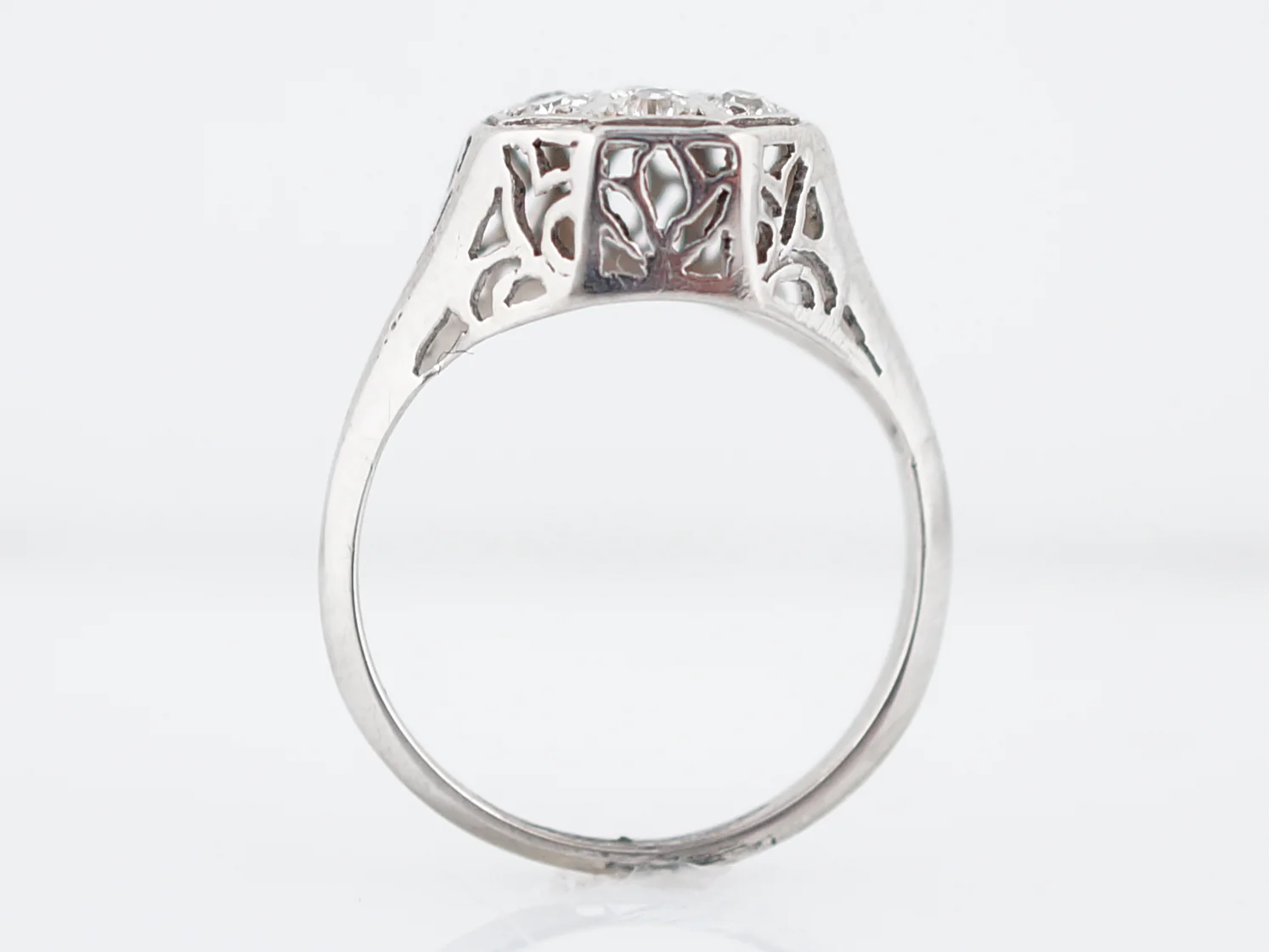 Antique Engagement Ring Art Deco .33 Single Cut Diamonds in 18k White Gold - Image 5