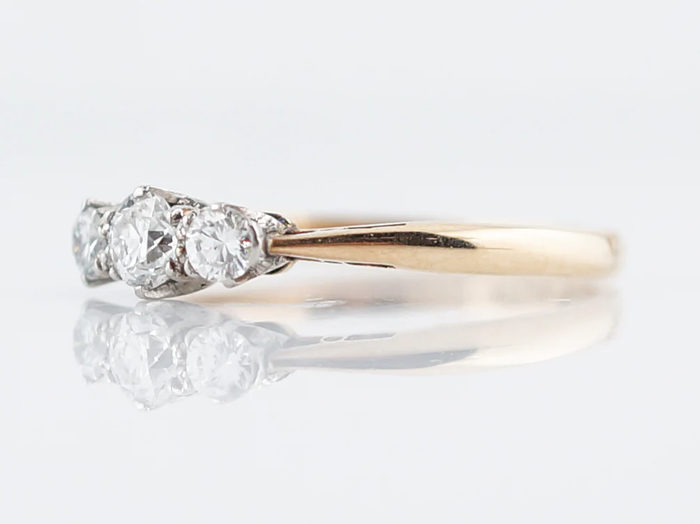 Antique Engagement Ring Art Deco .40 Old European & Round Brilliant Cut Diamonds in 18k Yellow Gold - Image 2