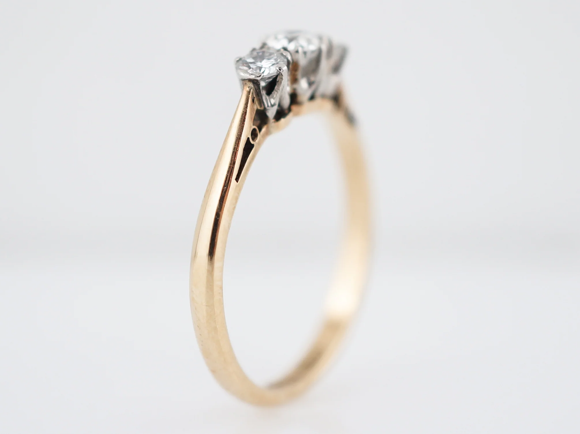 Antique Engagement Ring Art Deco .40 Old European & Round Brilliant Cut Diamonds in 18k Yellow Gold - Image 5