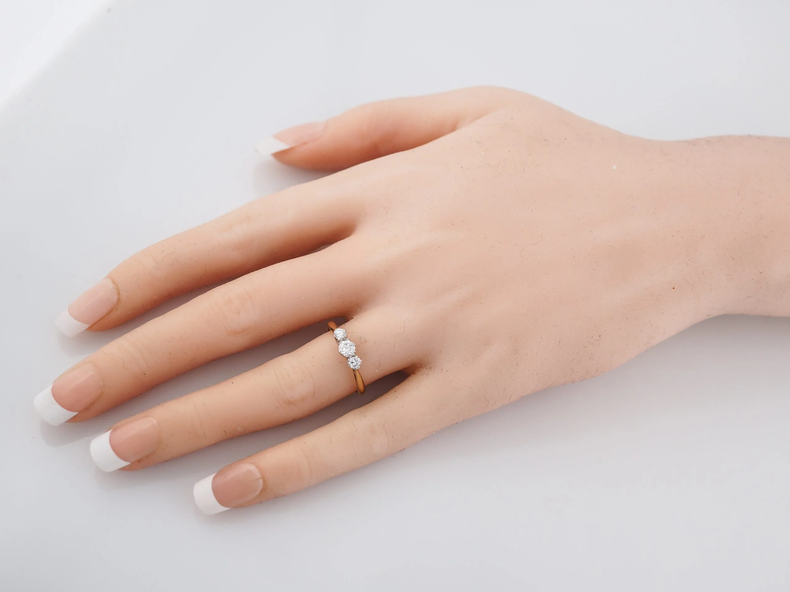 Antique Engagement Ring Art Deco .40 Old European & Round Brilliant Cut Diamonds in 18k Yellow Gold - Image 8