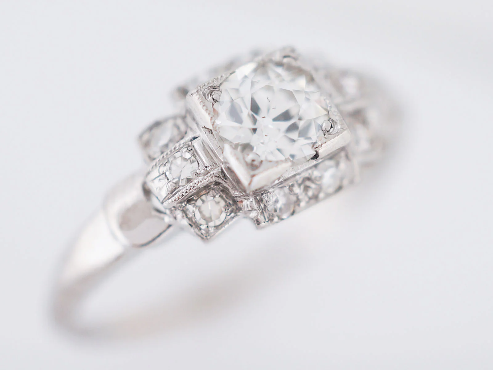 Antique Engagement Ring Art Deco .44 Old European Cut Diamond in Platinum - Image 5