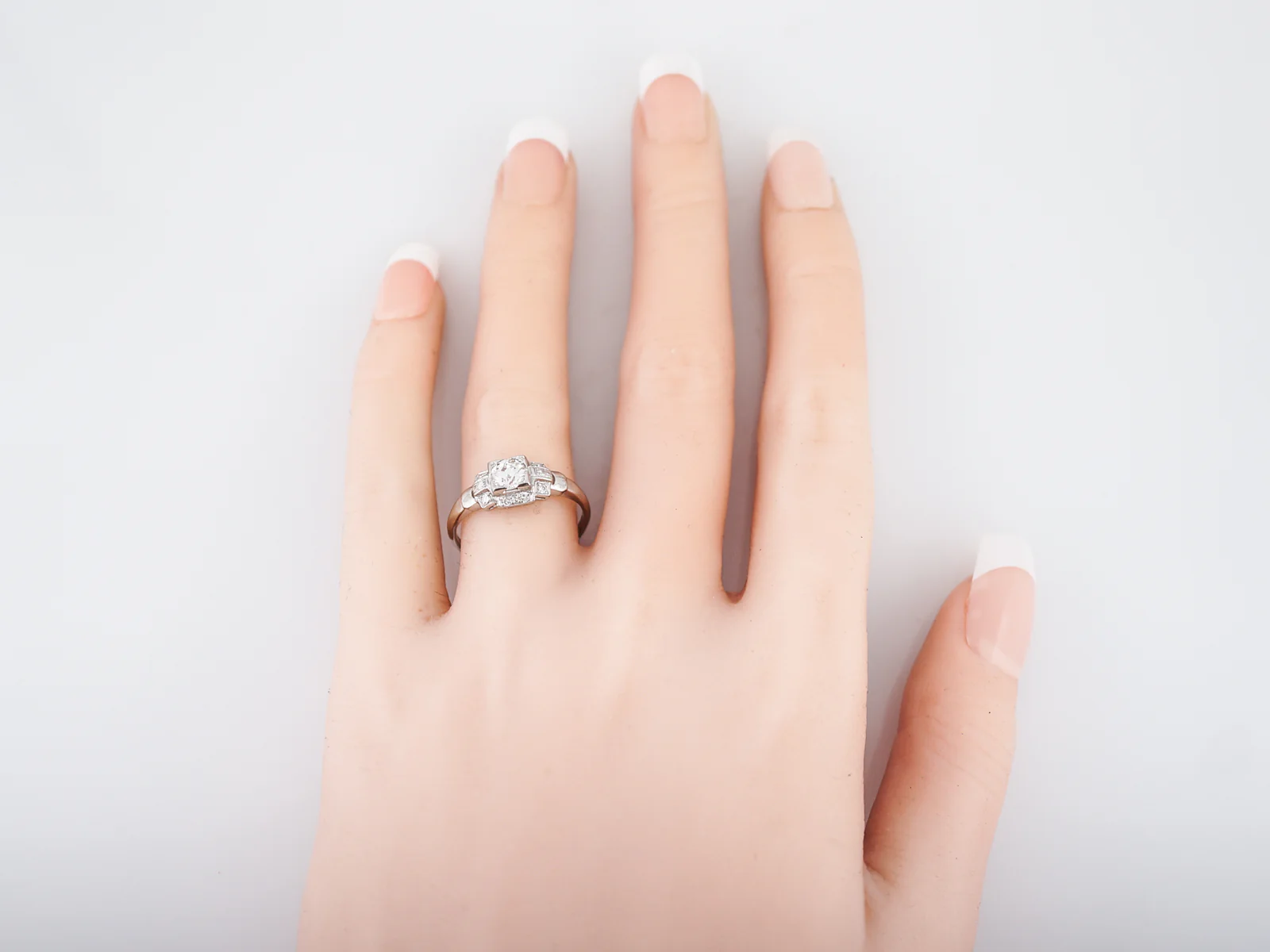 Antique Engagement Ring Art Deco .44 Old European Cut Diamond in Platinum - Image 7