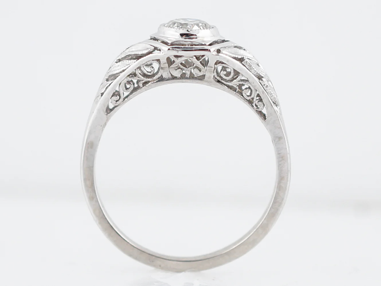 Antique Engagement Ring Art Deco .46 Old European Cut Diamond in Platinum - Image 5