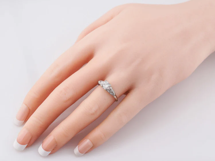 Antique Engagement Ring Art Deco .50 ct Old European Cut Diamond in Platinum - Image 5