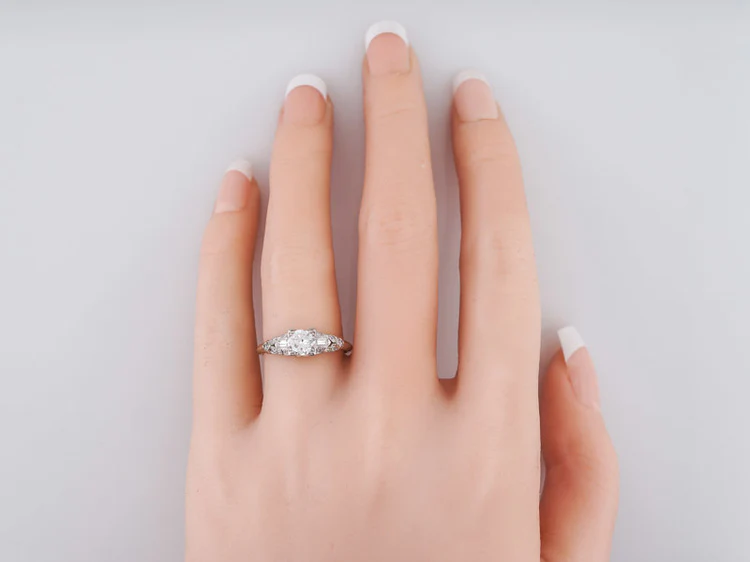 Antique Engagement Ring Art Deco .50 ct Old European Cut Diamond in Platinum - Image 6