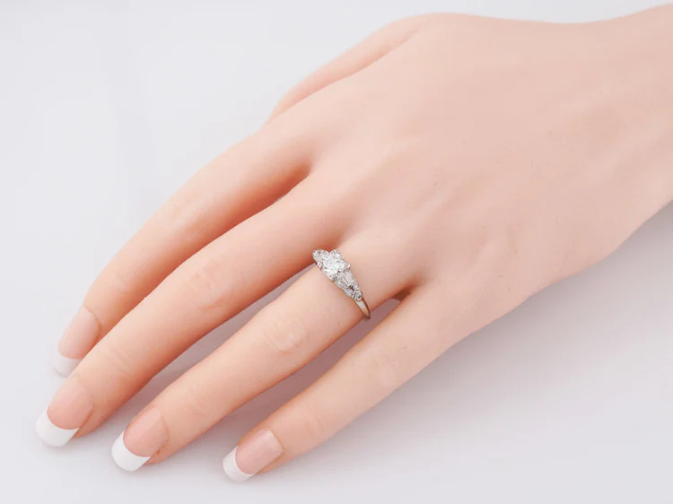 Antique Engagement Ring Art Deco .50 ct Old European Cut Diamond in Platinum - Image 8