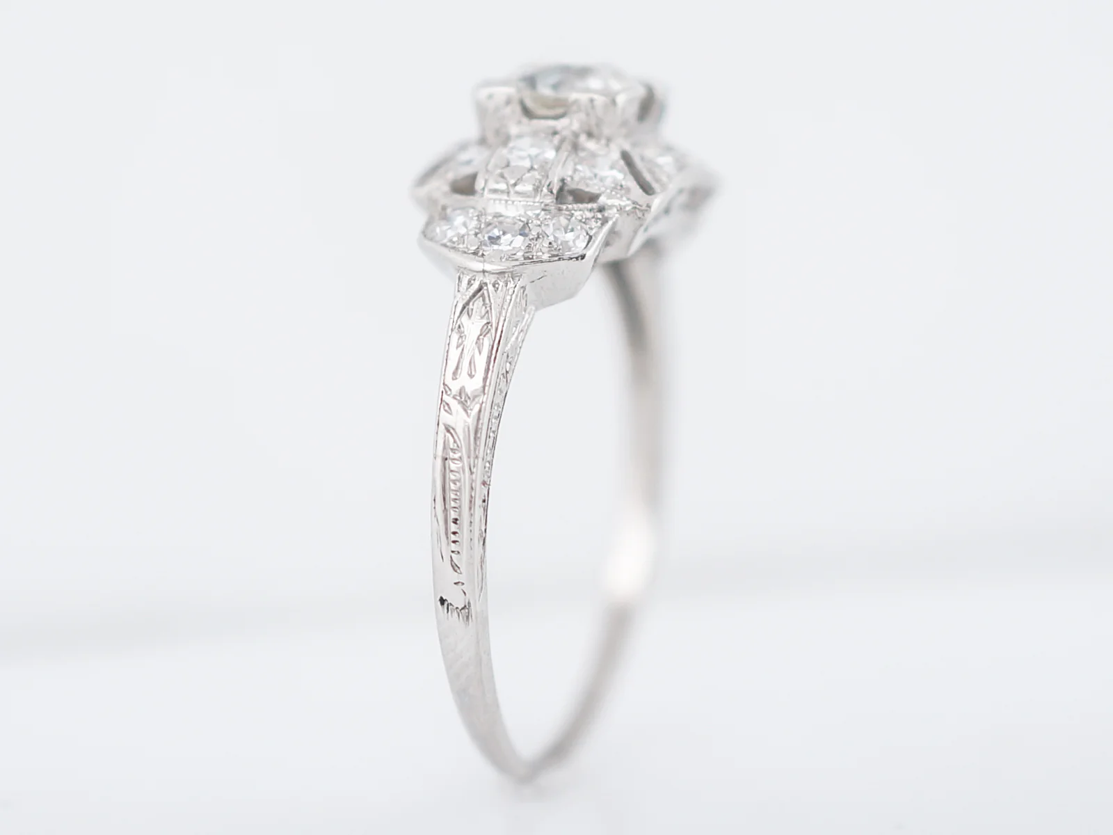 Antique Engagement Ring Art Deco .52 Old Mine Cut Diamond in Platinum - Image 5