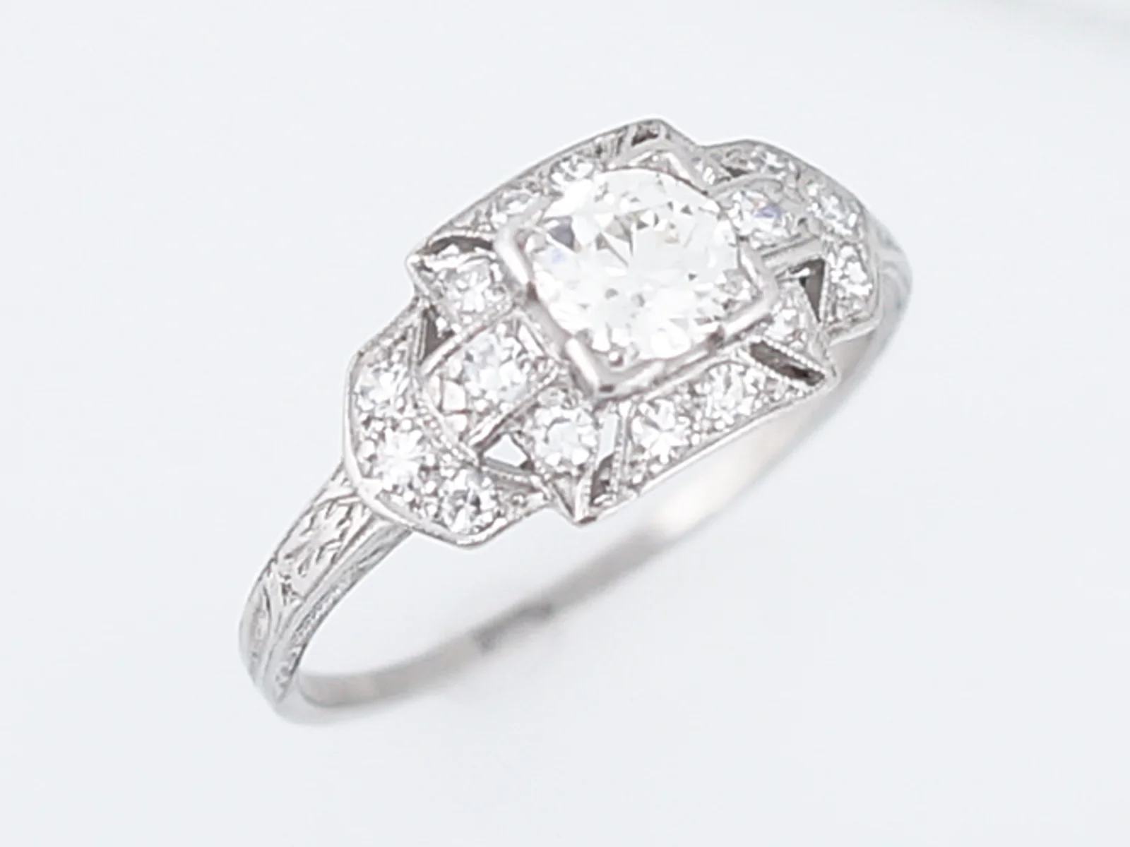 Antique Engagement Ring Art Deco .52 Old Mine Cut Diamond in Platinum - Image 6