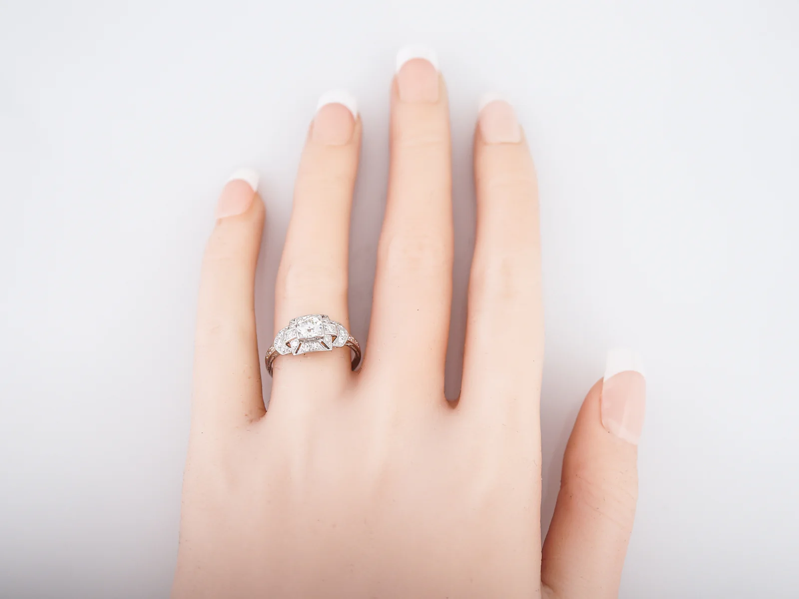 Antique Engagement Ring Art Deco .52 Old Mine Cut Diamond in Platinum - Image 7