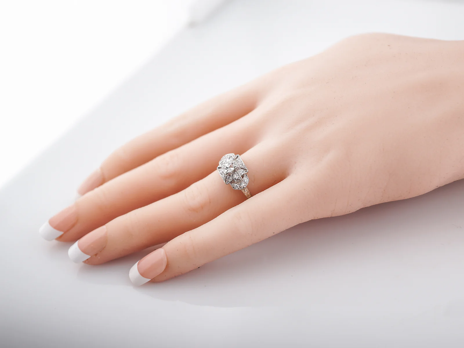 Antique Engagement Ring Art Deco .52 Old Mine Cut Diamond in Platinum - Image 8