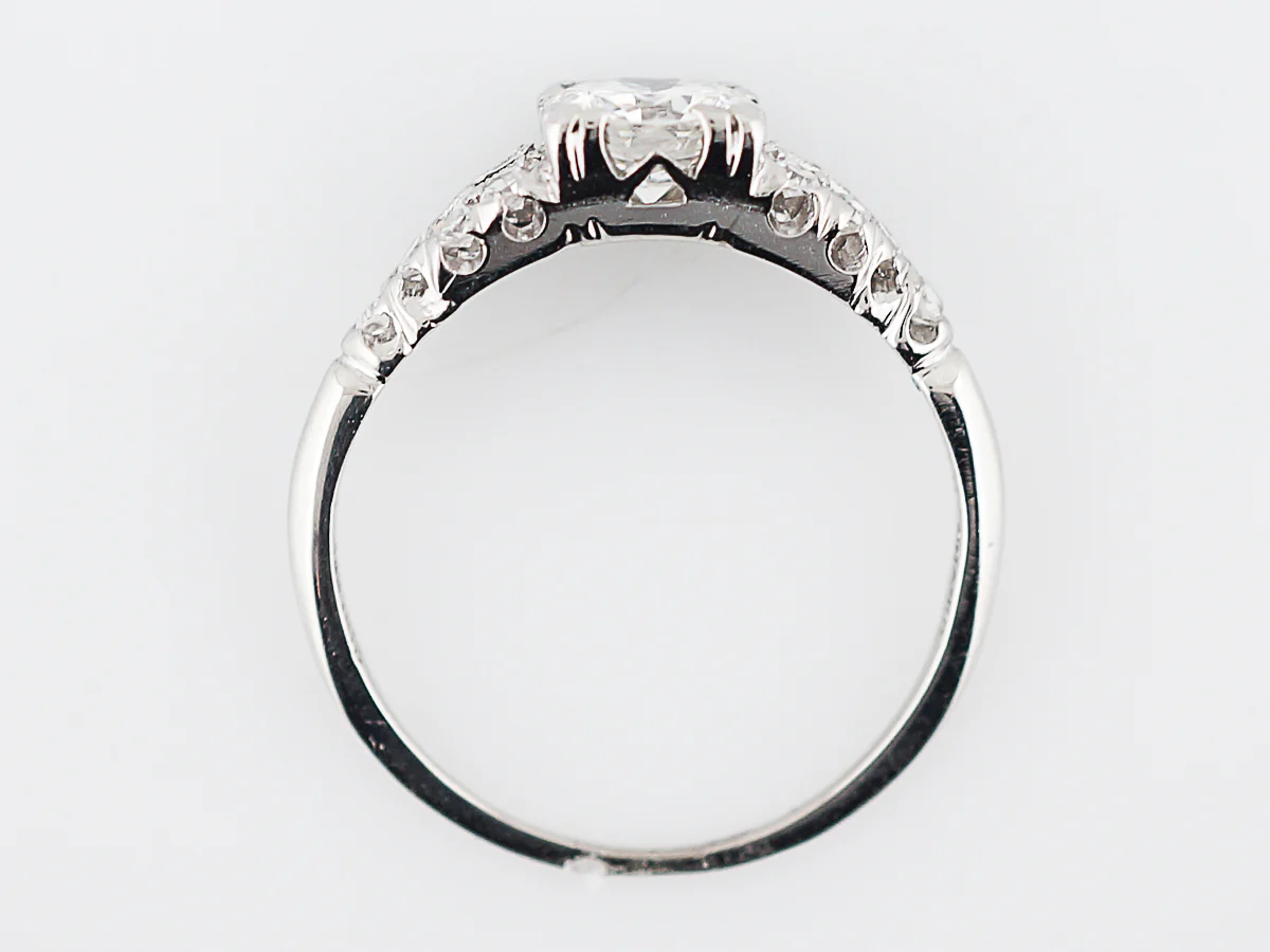 Antique Engagement Ring Art Deco .52 Round Brilliant Cut Diamond in Platinum - Image 6