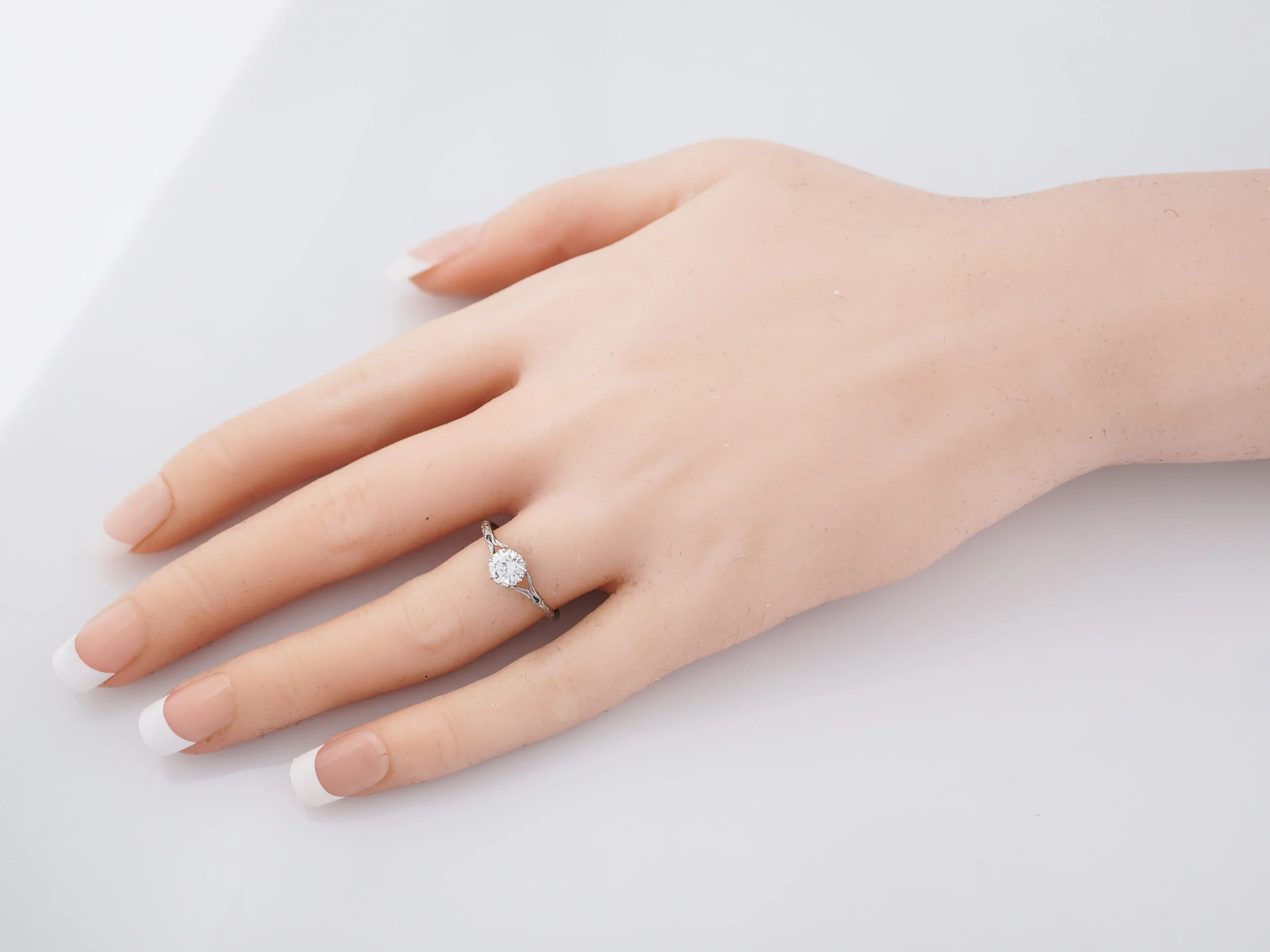 Antique Engagement Ring Art Deco .53 Round Brilliant Cut Diamond in Platinum - Image 8