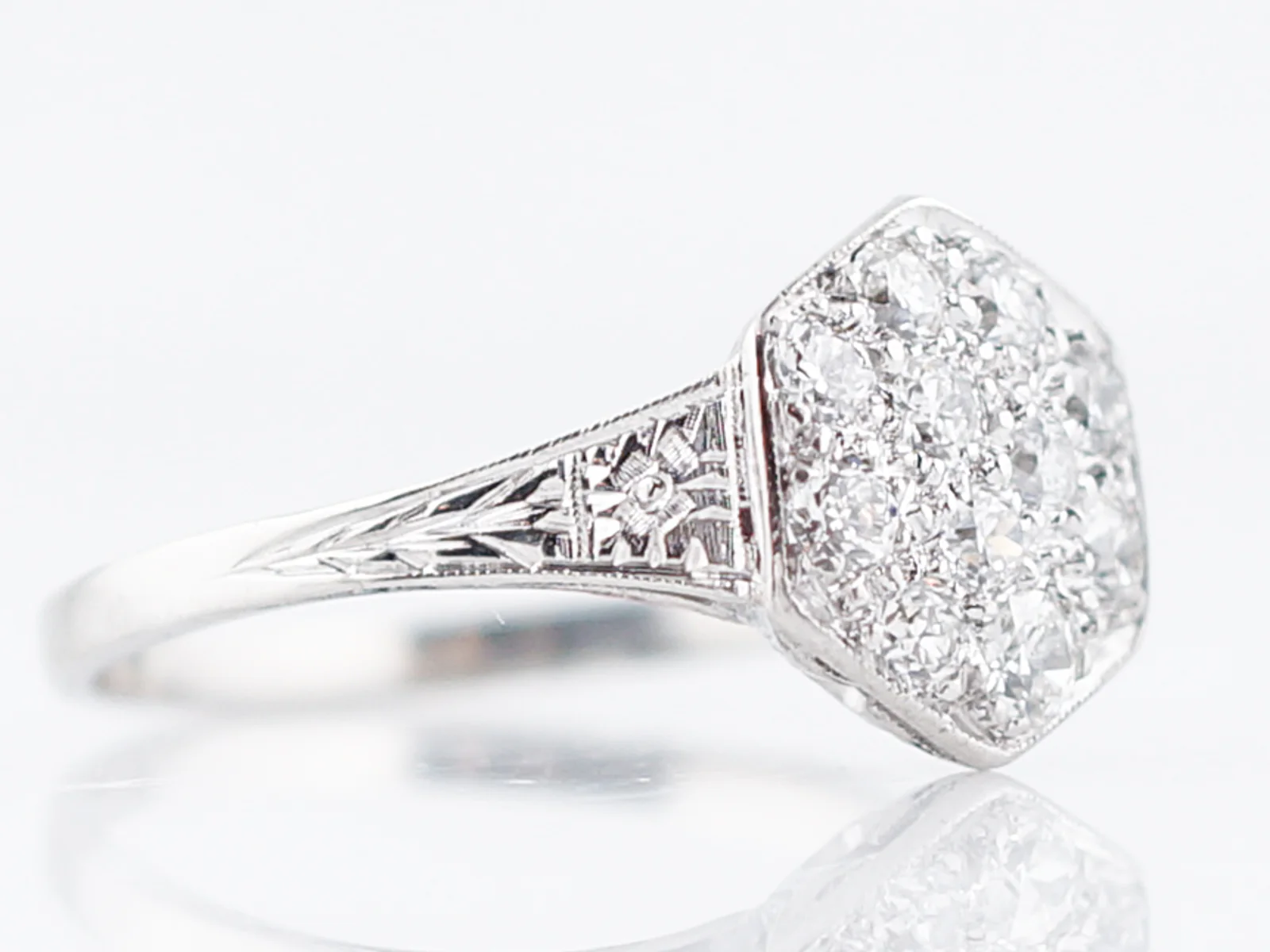 Antique Engagement Ring Art Deco .55 Old European Cut Diamonds in Platinum - Image 3