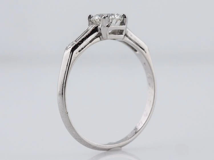 Antique Engagement Ring Art Deco .58 Round Brilliant Cut Diamond in Platinum - Image 5