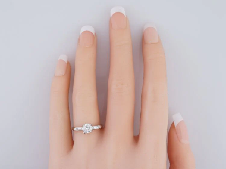 Antique Engagement Ring Art Deco .58 Round Brilliant Cut Diamond in Platinum - Image 7