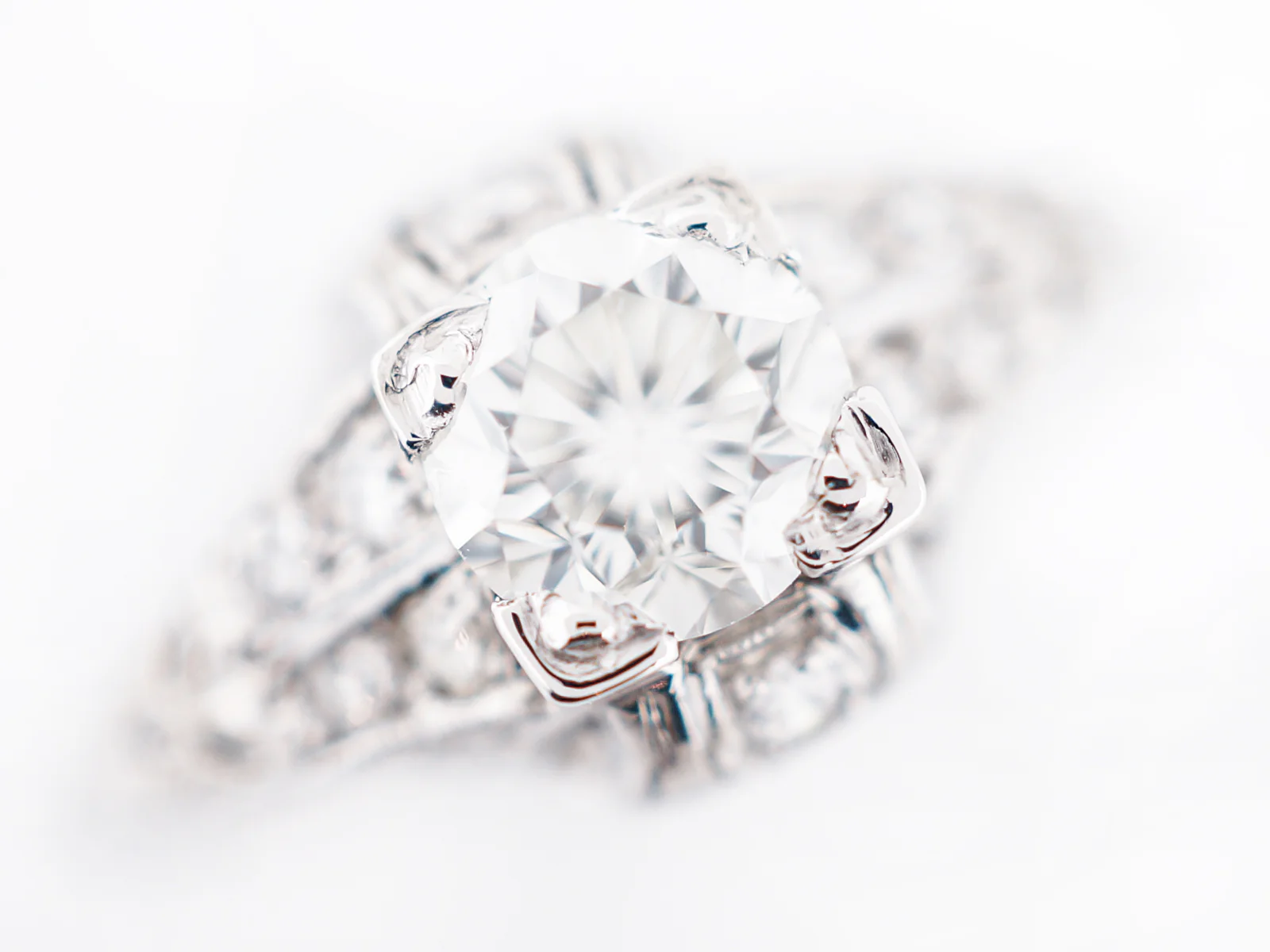 Antique Engagement Ring Art Deco .59 Old European Cut Diamond in Platinum - Image 4