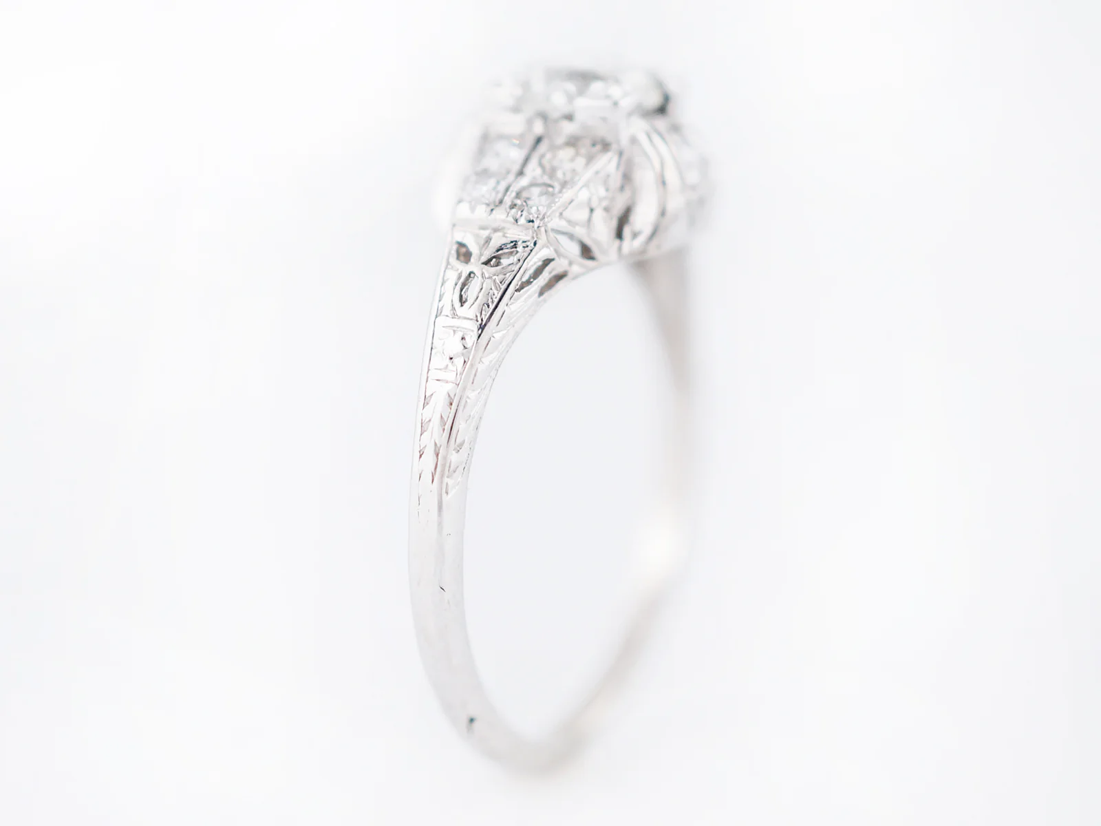 Antique Engagement Ring Art Deco .59 Old European Cut Diamond in Platinum - Image 5
