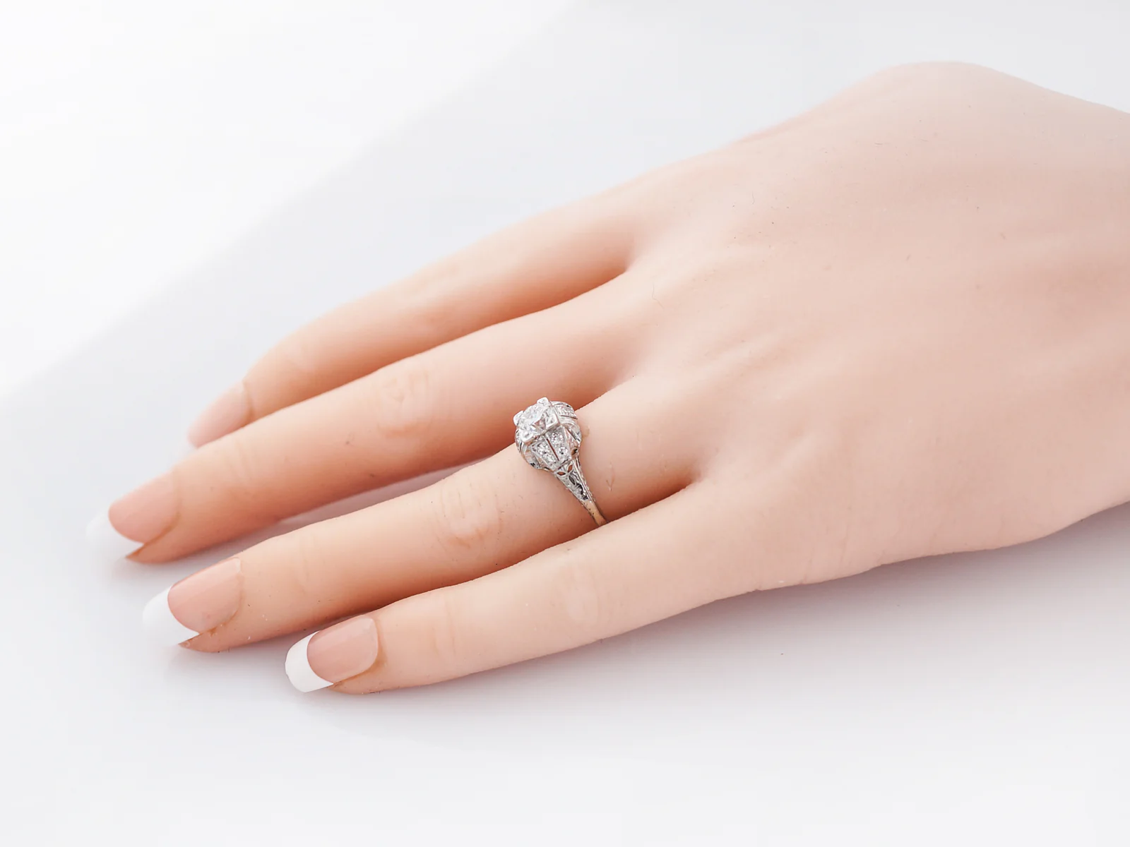 Antique Engagement Ring Art Deco .59 Old European Cut Diamond in Platinum - Image 7