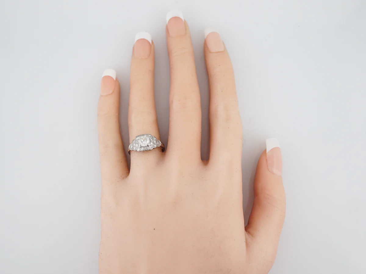 Antique Engagement Ring Art Deco .60 Old European Cut Diamond in Platinum - Image 6