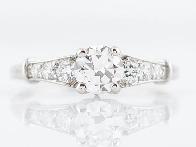Antique Engagement Ring Art Deco .60 Round Brilliant Cut Diamond in Platinum