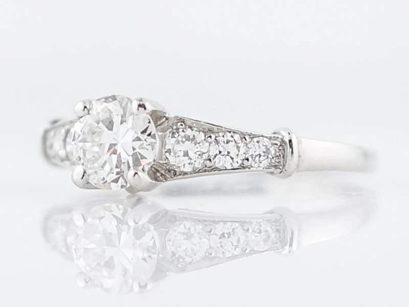 Antique Engagement Ring Art Deco .60 Round Brilliant Cut Diamond in Platinum - Image 2