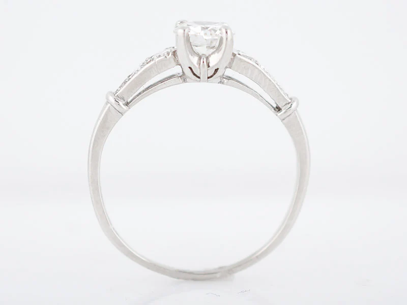 Antique Engagement Ring Art Deco .60 Round Brilliant Cut Diamond in Platinum - Image 6