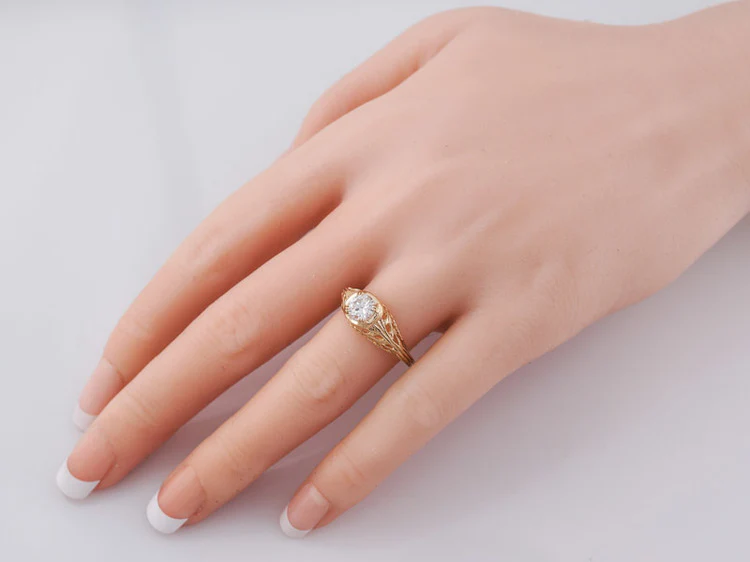 Antique Engagement Ring Art Deco .60ct Old European Cut Diamond in 14k Yellow Gold - Image 10