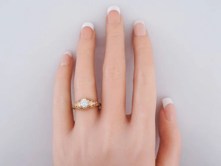 Antique Engagement Ring Art Deco .60ct Old European Cut Diamond in 14k Yellow Gold - Image 8