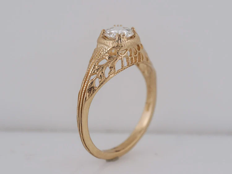 Antique Engagement Ring Art Deco .60ct Old European Cut Diamond in 14k Yellow Gold - Image 6