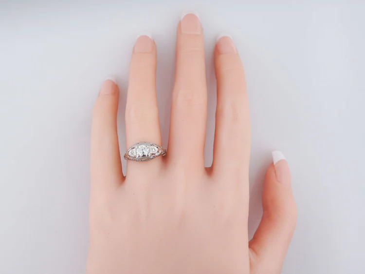 Antique Engagement Ring Art Deco .60ct Old European Cut Diamond in 18k White Gold - Image 7