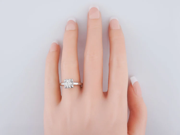 Antique Engagement Ring Art Deco .62 Round Brilliant Cut Diamond in Vintage 14k White Gold - Image 7