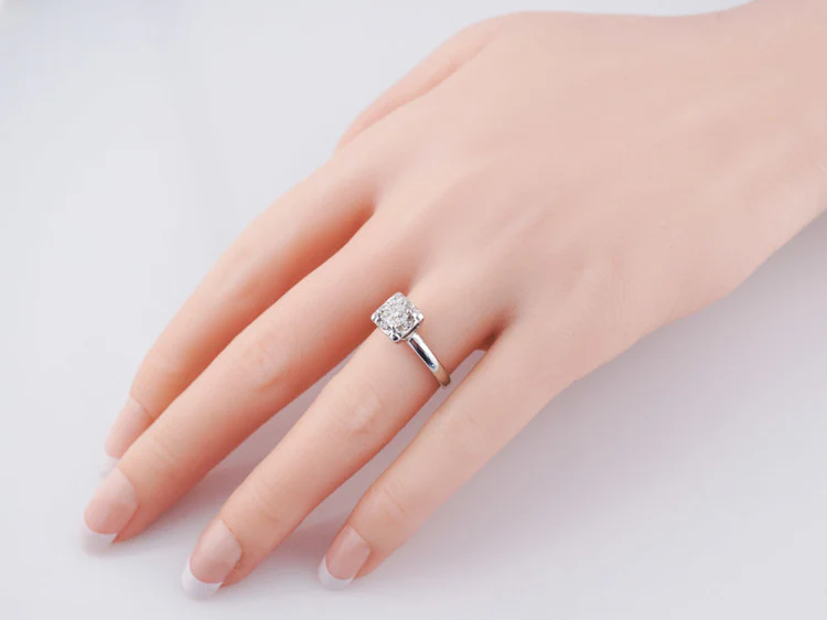 Antique Engagement Ring Art Deco .62 Round Brilliant Cut Diamond in Vintage 14k White Gold - Image 9
