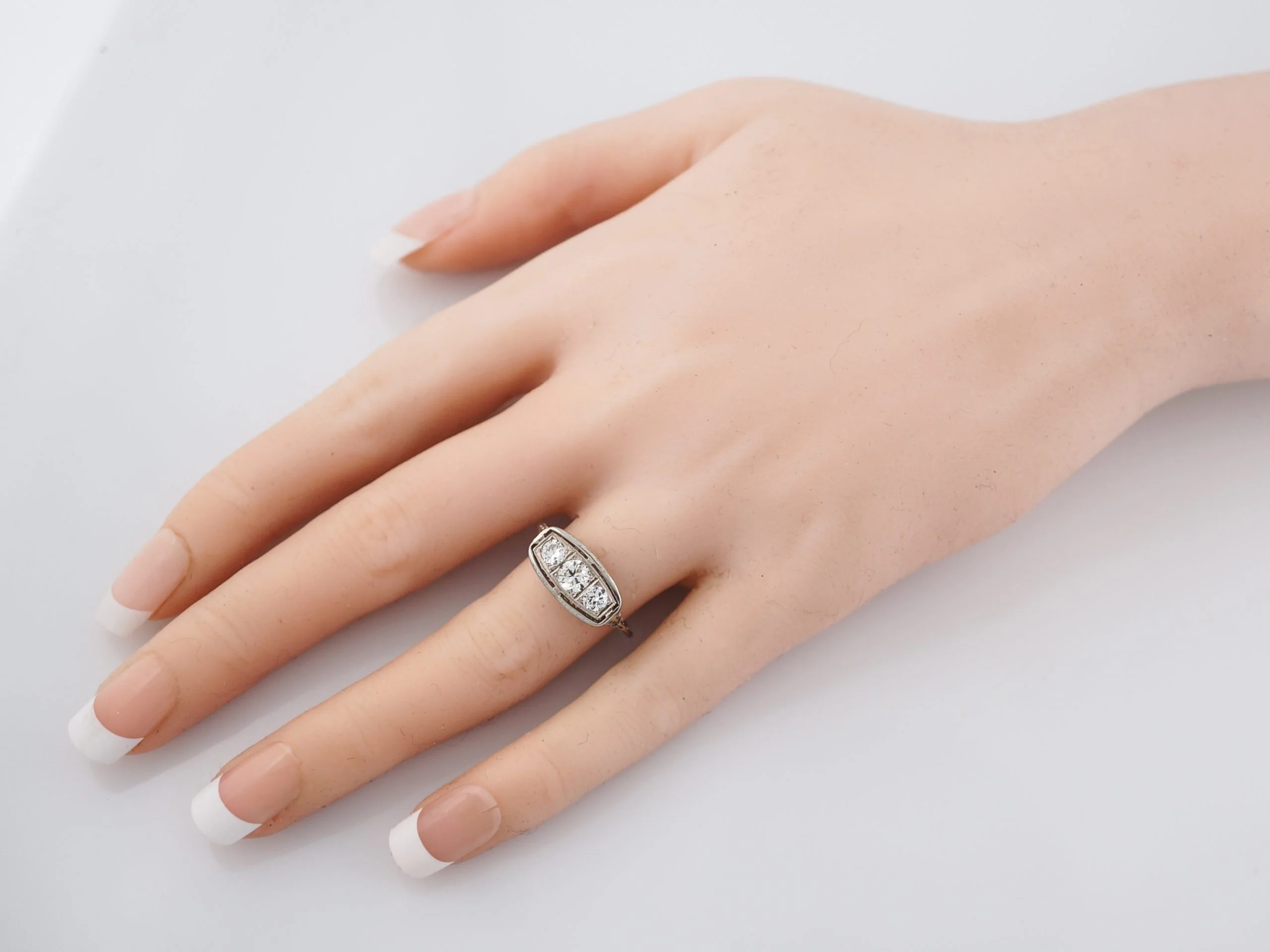 Antique Engagement Ring Art Deco .64 Old European Cut Diamond in 18k White Gold - Image 8