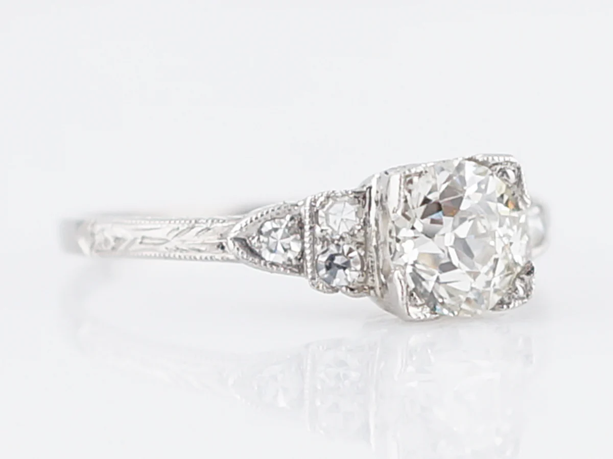 Antique Engagement Ring Art Deco .67 Old European Cut Diamond in Platinum - Image 3