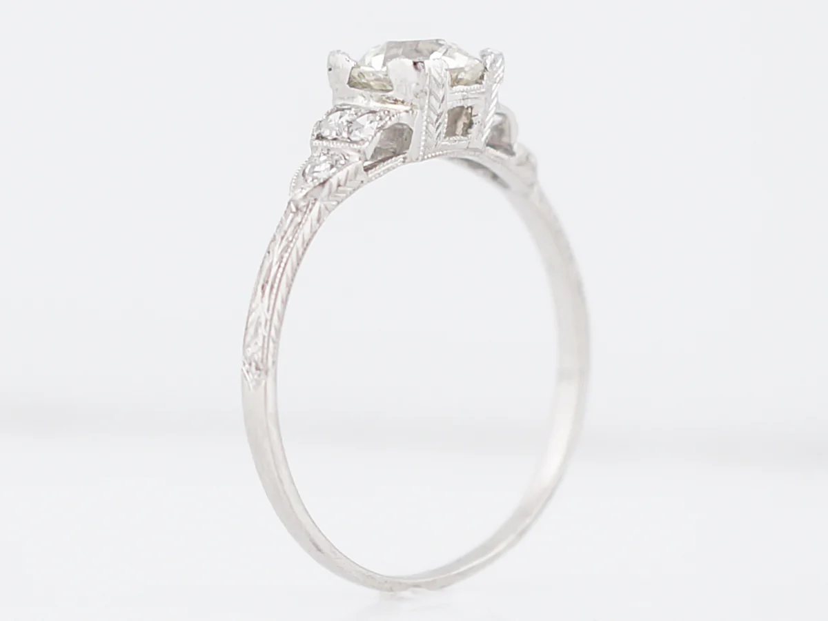 Antique Engagement Ring Art Deco .67 Old European Cut Diamond in Platinum - Image 4