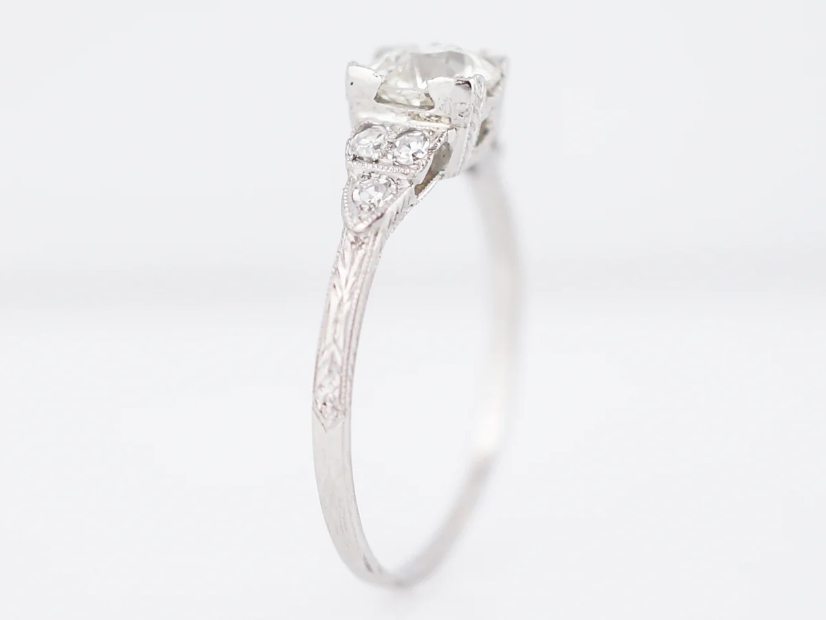 Antique Engagement Ring Art Deco .67 Old European Cut Diamond in Platinum - Image 5