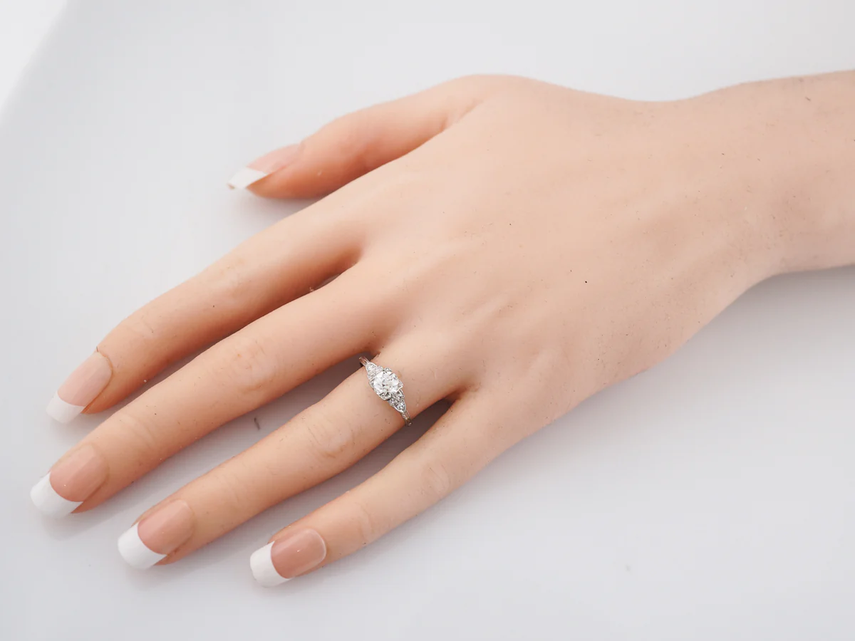 Antique Engagement Ring Art Deco .67 Old European Cut Diamond in Platinum - Image 7