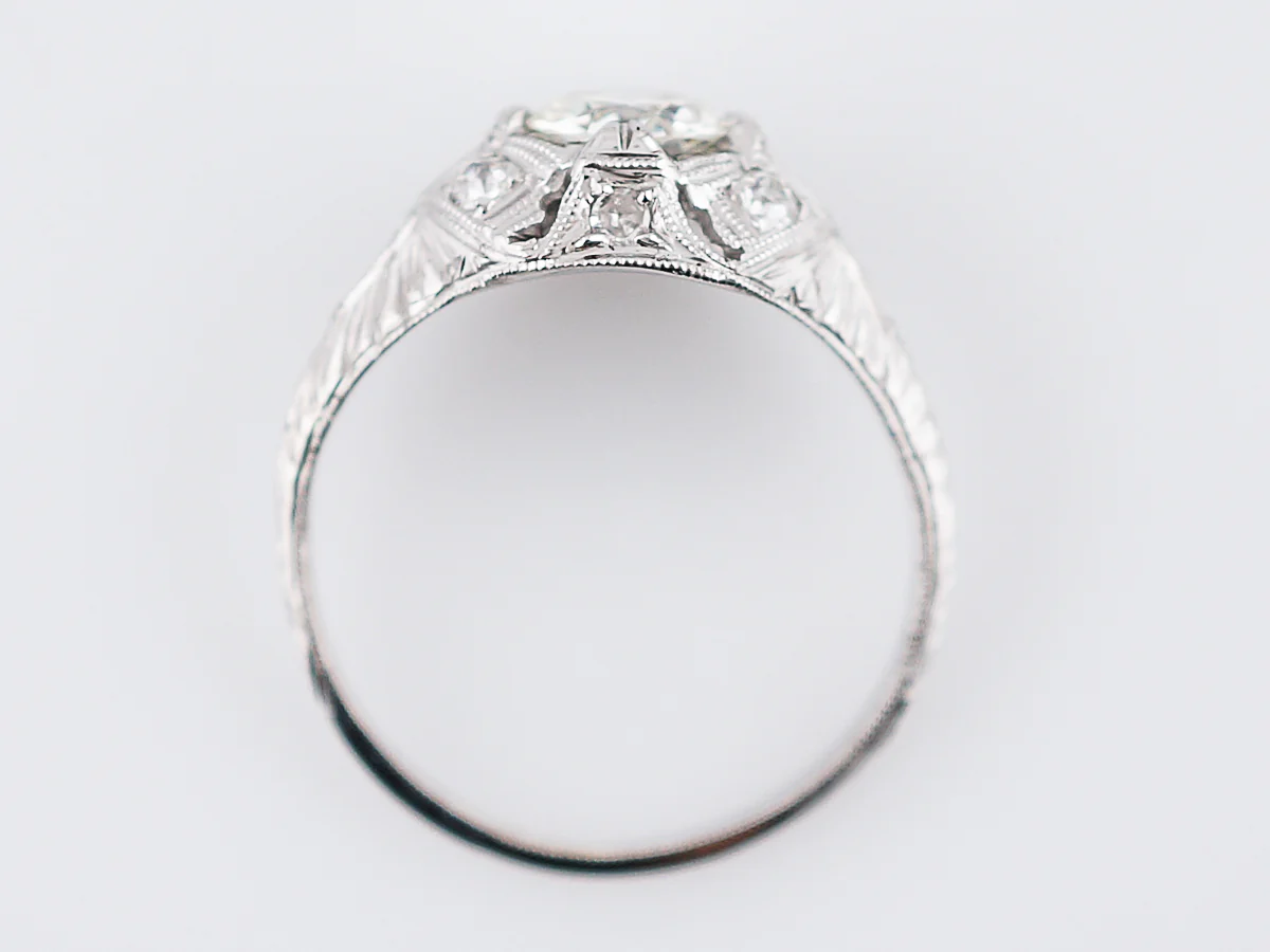 Antique Engagement Ring Art Deco .68 Old European Cut Diamond in 18K White Gold - Image 5