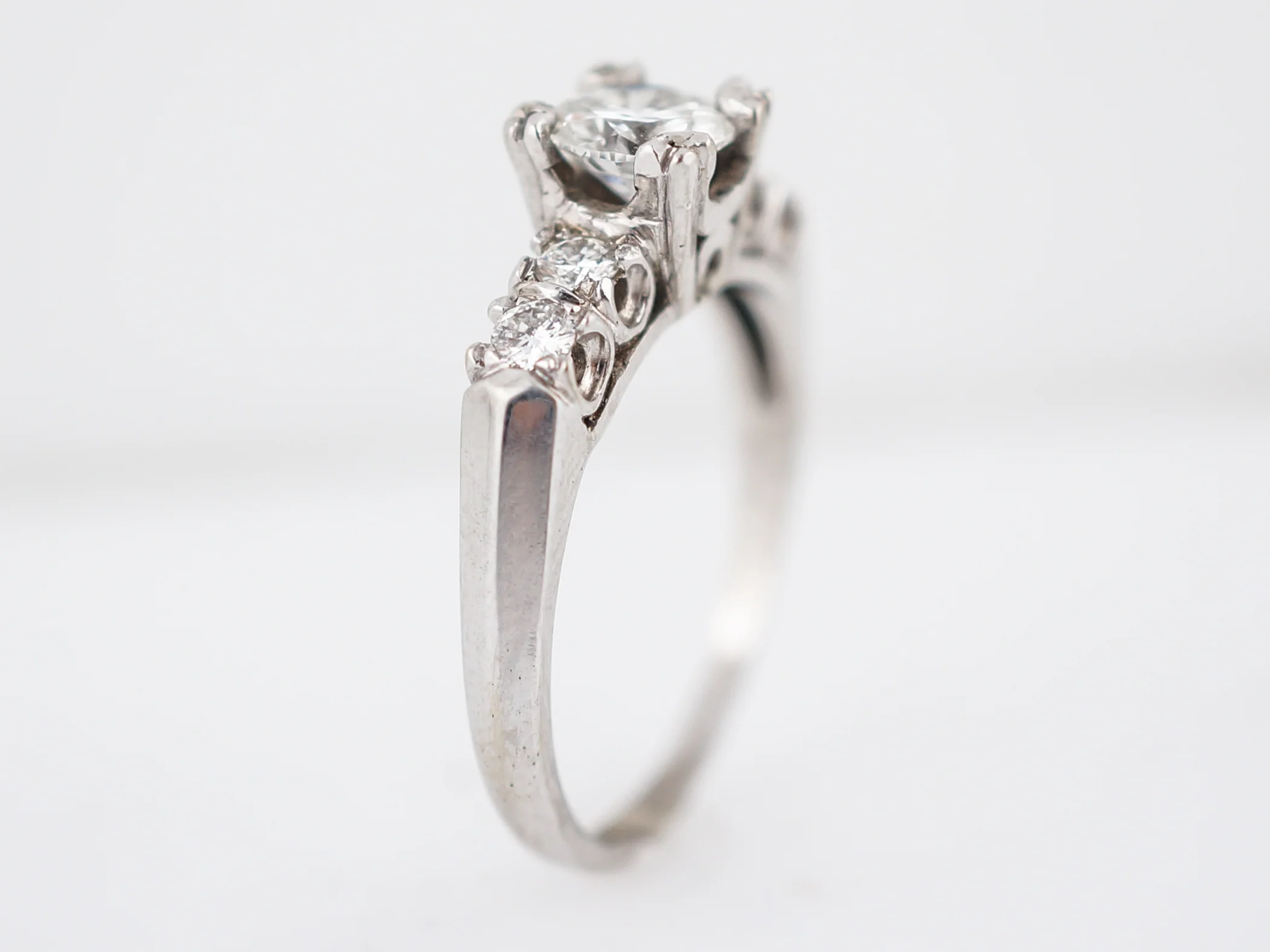 Antique Engagement Ring Art Deco .68 Round Brilliant Cut Diamond in 14k White Gold - Image 5