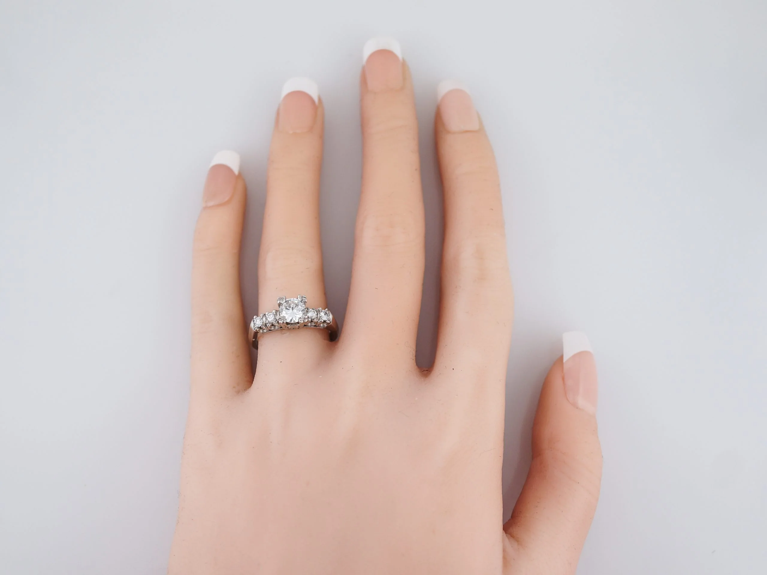 Antique Engagement Ring Art Deco .68 Round Brilliant Cut Diamond in 14k White Gold - Image 6