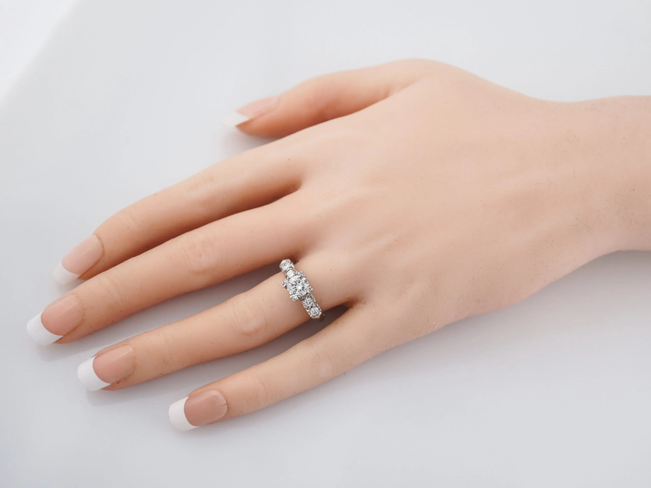 Antique Engagement Ring Art Deco .68 Round Brilliant Cut Diamond in 14k White Gold - Image 7