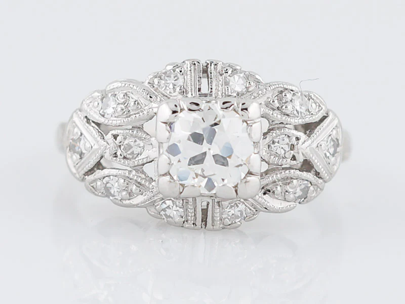 Antique Engagement Ring Art Deco .69 Old European Cut Diamond in Platinum