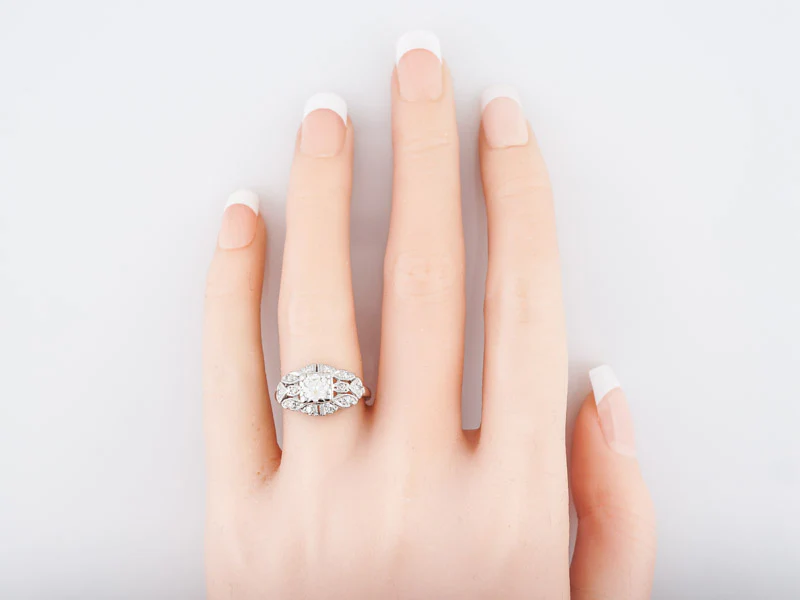 Antique Engagement Ring Art Deco .69 Old European Cut Diamond in Platinum - Image 5