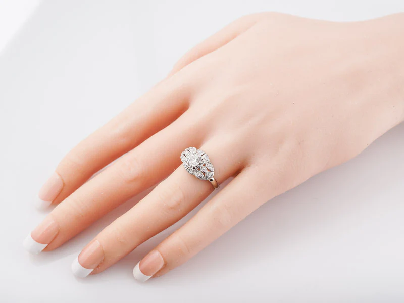 Antique Engagement Ring Art Deco .69 Old European Cut Diamond in Platinum - Image 7