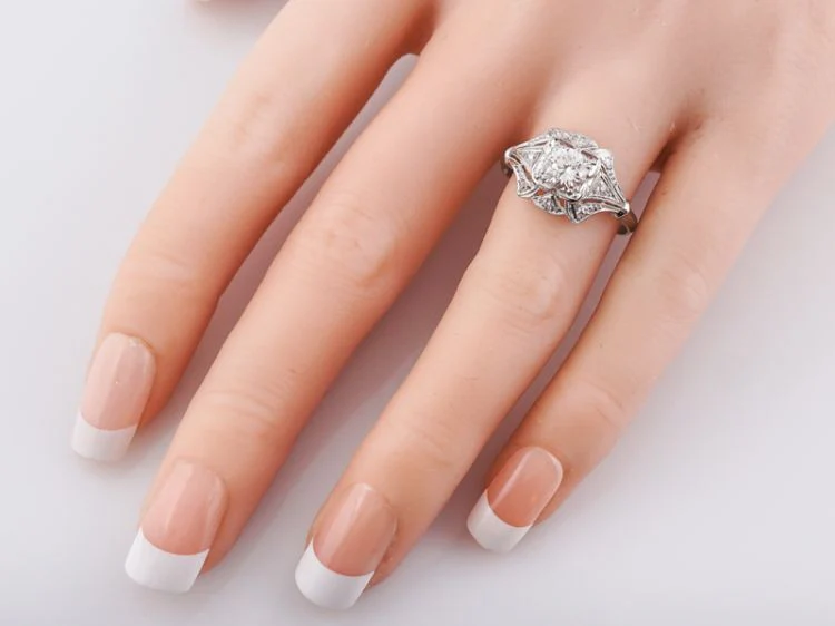 Antique Engagement Ring Art Deco .70 Old European Cut Diamond in Platinum - Image 6