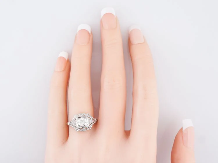 Antique Engagement Ring Art Deco .70 Old European Cut Diamond in Platinum - Image 7