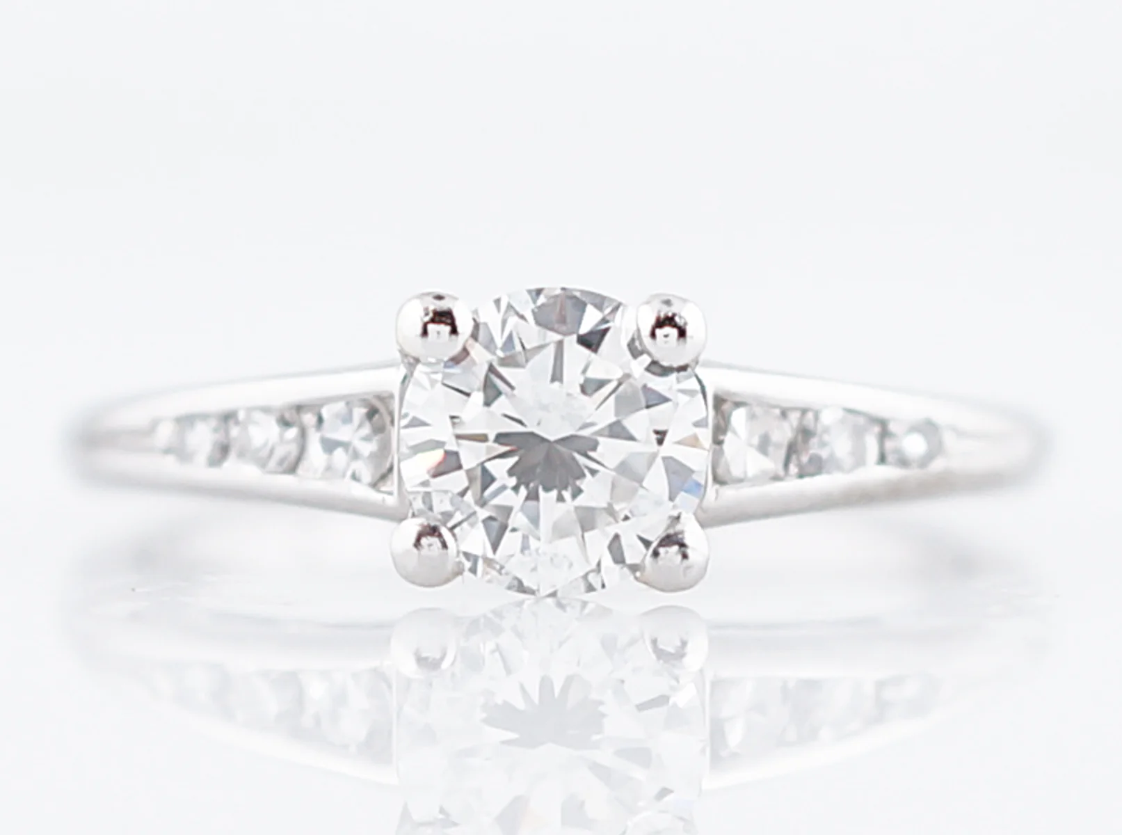 Antique Engagement Ring Art Deco .70 Round Brilliant Cut Diamond in Platinum - Image 2