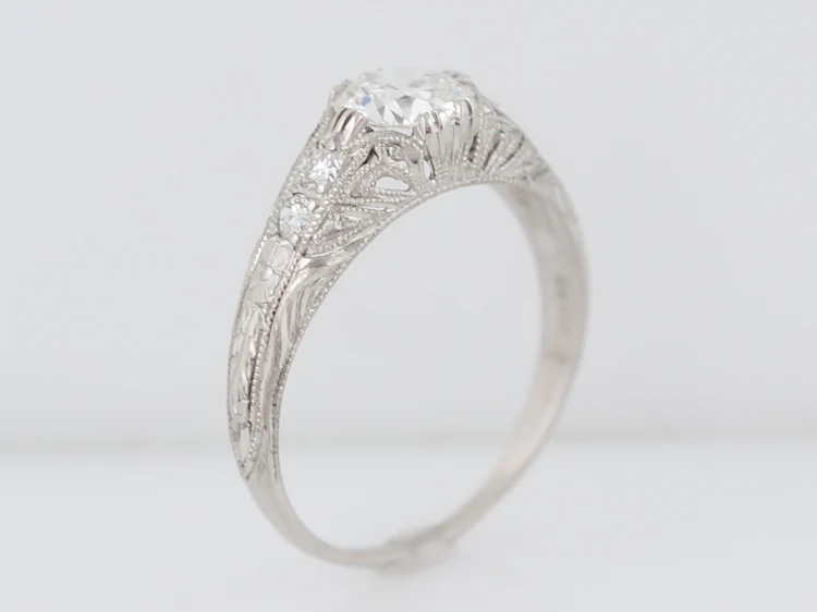 Antique Engagement Ring Art Deco .72 Old European Cut Diamond in Platinum - Image 5