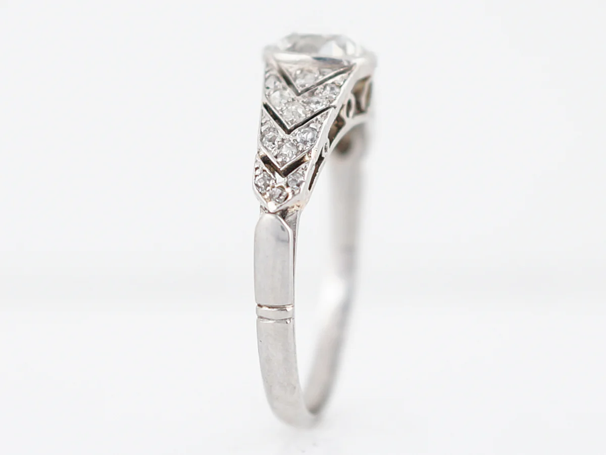 Antique Engagement Ring Art Deco .72 Old Mine Cushion Cut Diamond in Platinum - Image 4